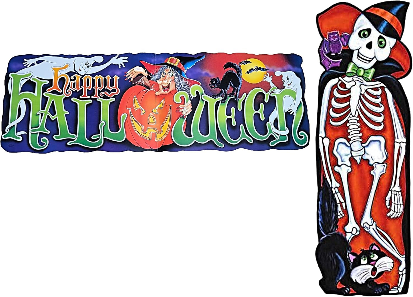 Party Favors Plus Multi Color Paper Skeleton Happy Halloween Cutout 40 Inch Set of 2