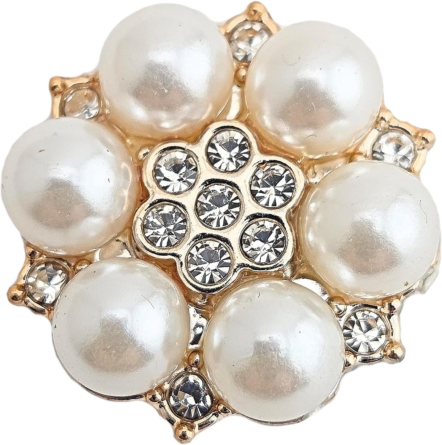 Party Favors Plus Gold Tone Flower Brooch Pin with Faux Pearls and Rhinestones 1 In 25 Pack