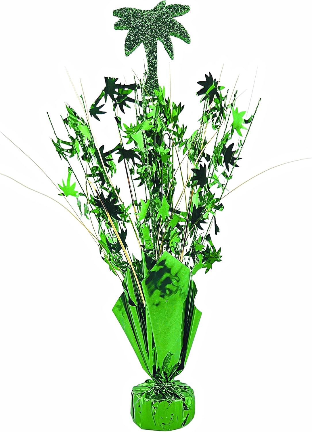 Metallic Green Palm Tree Balloon Weight Centerpieces, 2 Pieces
