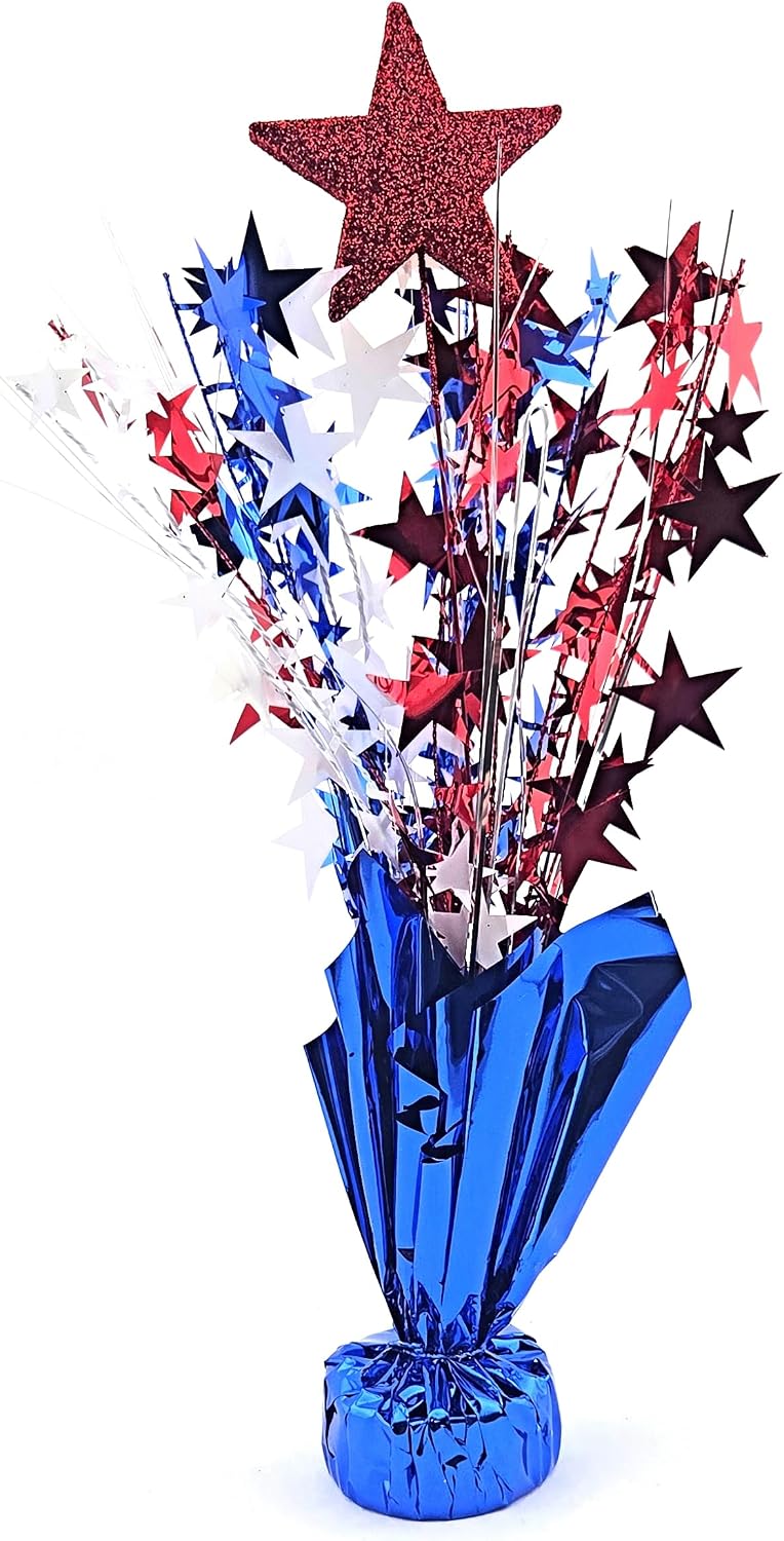 Red, White & Blue Stars Balloon Weight Centerpieces, 2 Pieces