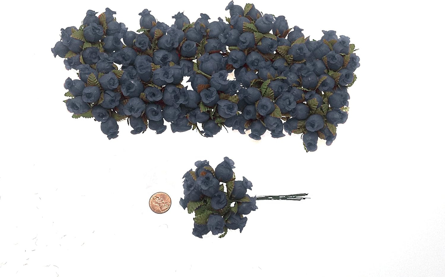 144 Miniature Poly Rose Silk Favor Flower Pick Wedding Shower - Navy Blue