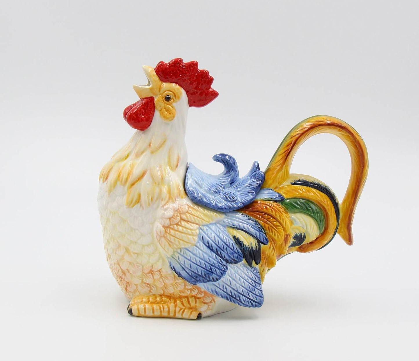 Cosmos Gifts Fine Ceramic Hand Painted Rooster Teapot 8-1/2" L