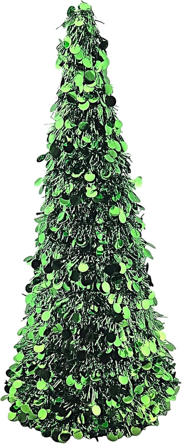Green Tinsel Christmas Tree Table Centerpiece, 1 Piece