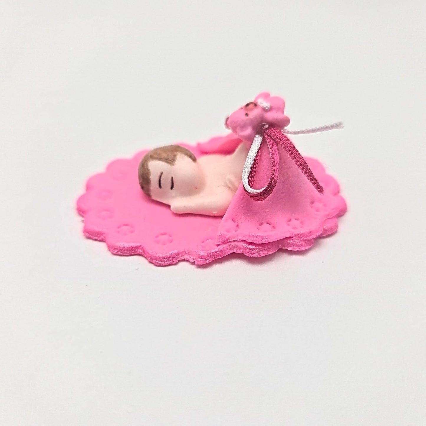 Party Favors Plus Cold Porcelain Sleeping Baby Capias Figurines Pink 6 Count