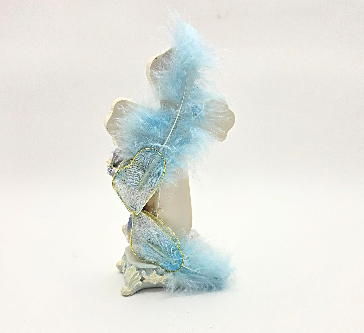 Party Favors Plus Multicolor Polyresin Angel Praying at Cross Figurine 6.5 Inch