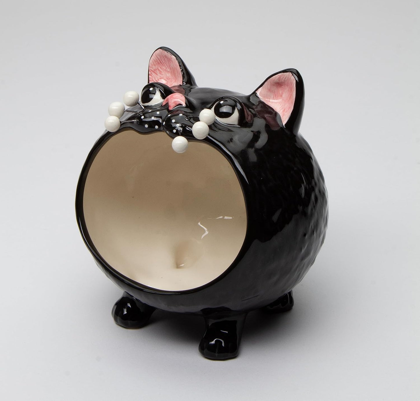 Cosmos Gifts Fine Porcelain Black Whisker Cat Halloween Candy Bowl 5.25" W x 5.13" H