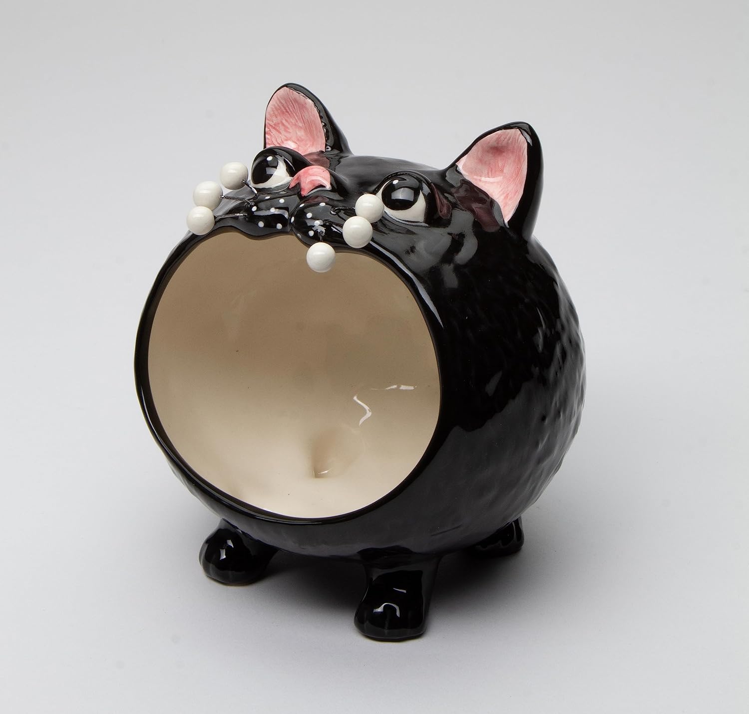 Cosmos Gifts Fine Porcelain Black Whisker Cat Halloween Candy Bowl 5.25" W x 5.13" H