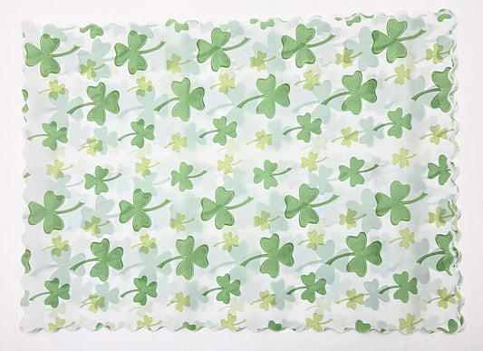 Party Favors Plus White Green Plastic Shamrock Placemat 14x10 Inch Set of 24