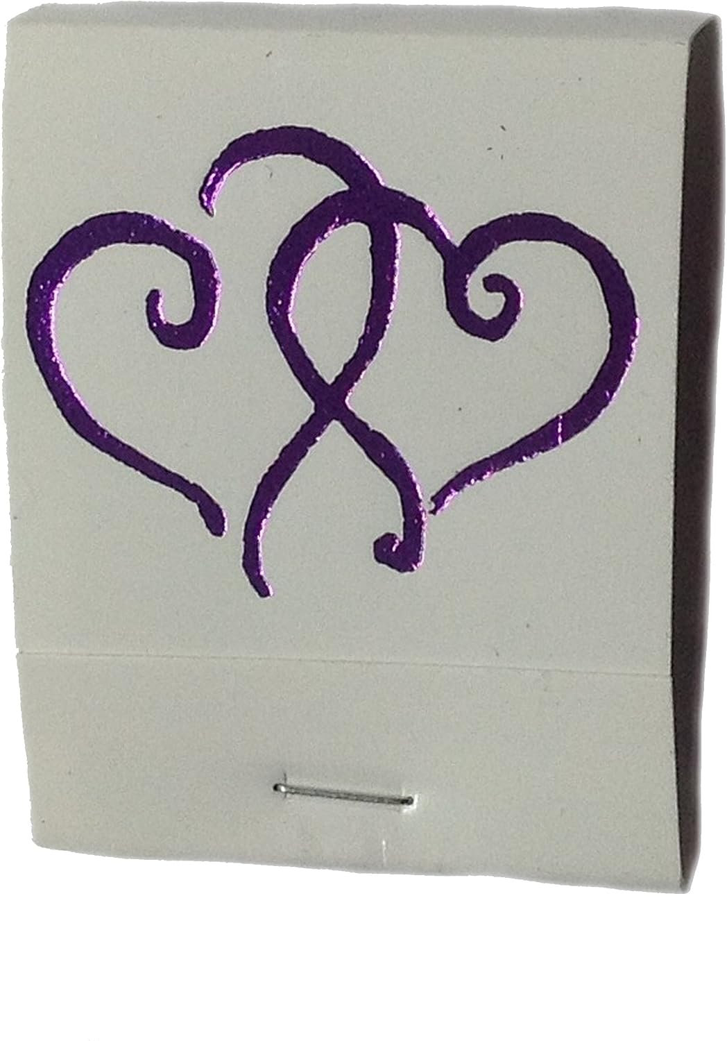 Party Favors Plus White Matchbooks Printed Hearts Metallic Purple 50 Count