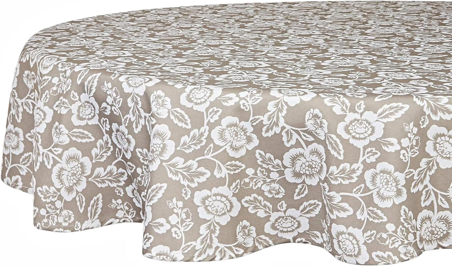 Party Favors Plus Stone Floral Print Outdoor Round Tablecloth 60 In