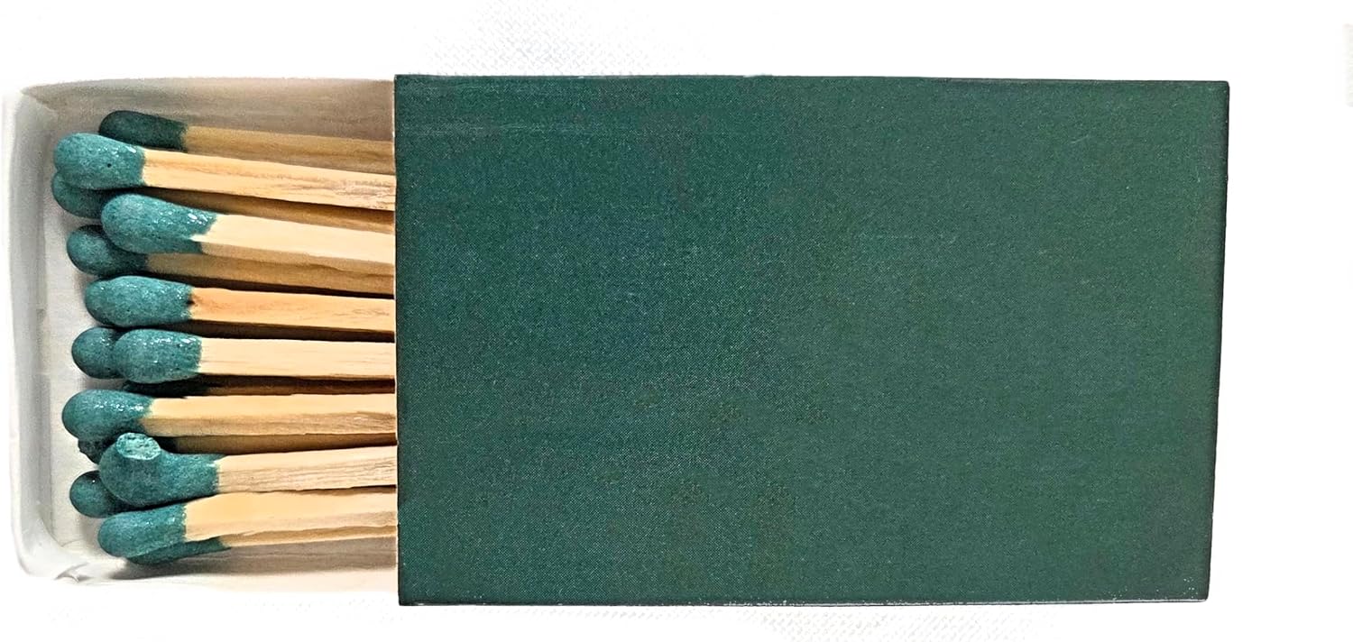 Party Favors Plus Plain Hunter Green Cover Wooden Matches Box 50 Count