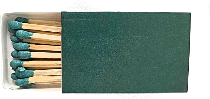 Party Favors Plus Plain Hunter Green Cover Wooden Matches Box 50 Count