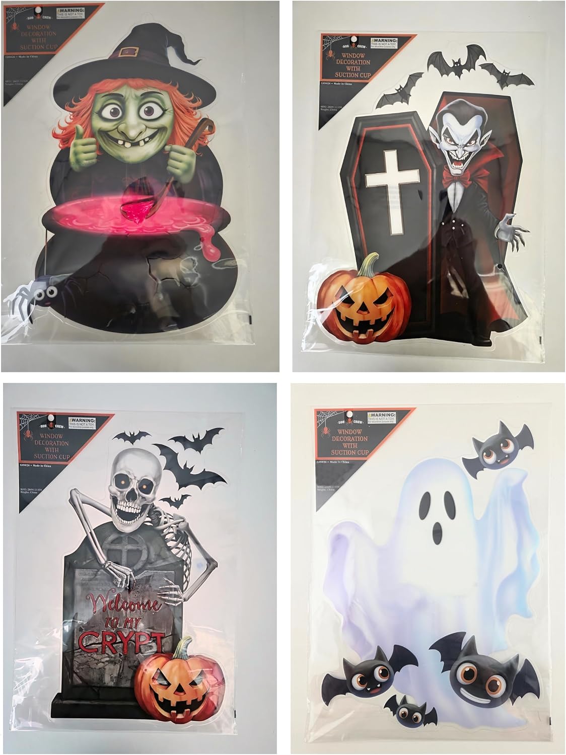 Halloween Window Decoration Assortment with Suction Cup 29.8x41.9cm
