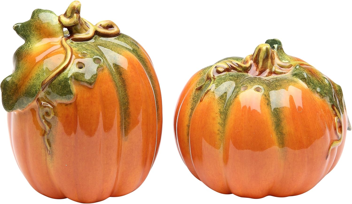 Cosmos Gifts Fine Ceramic Orange Pumpkin Salt & Pepper Shakers Set 2-3/4" H