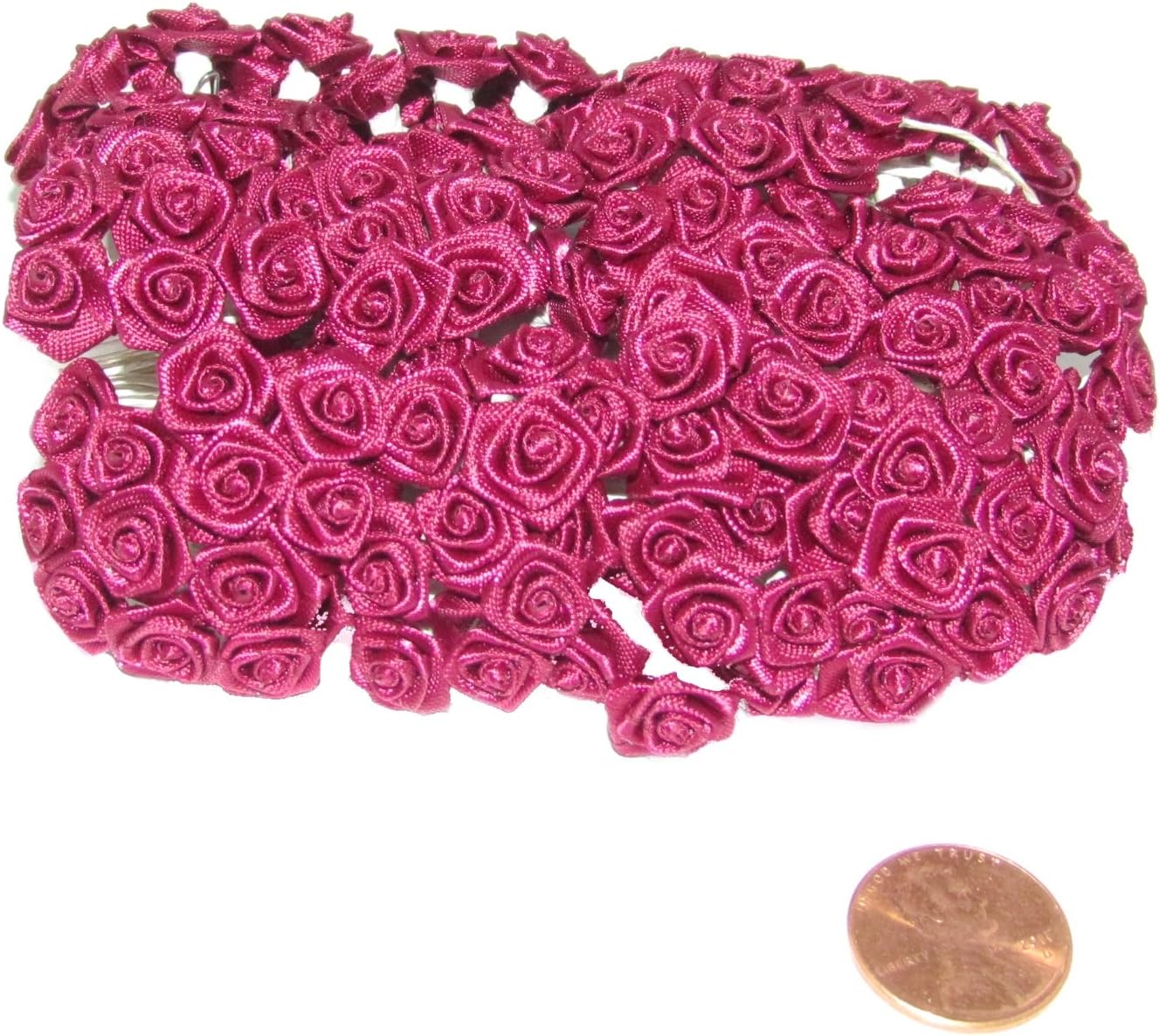 Party Favors Plus Hot Pink Mini Wrap Roses 3/8 Inch 144 Count