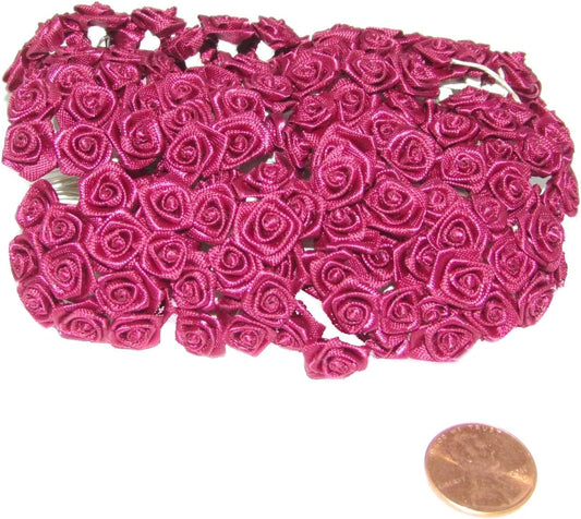 Party Favors Plus Hot Pink Mini Wrap Roses 3/8 Inch 144 Count