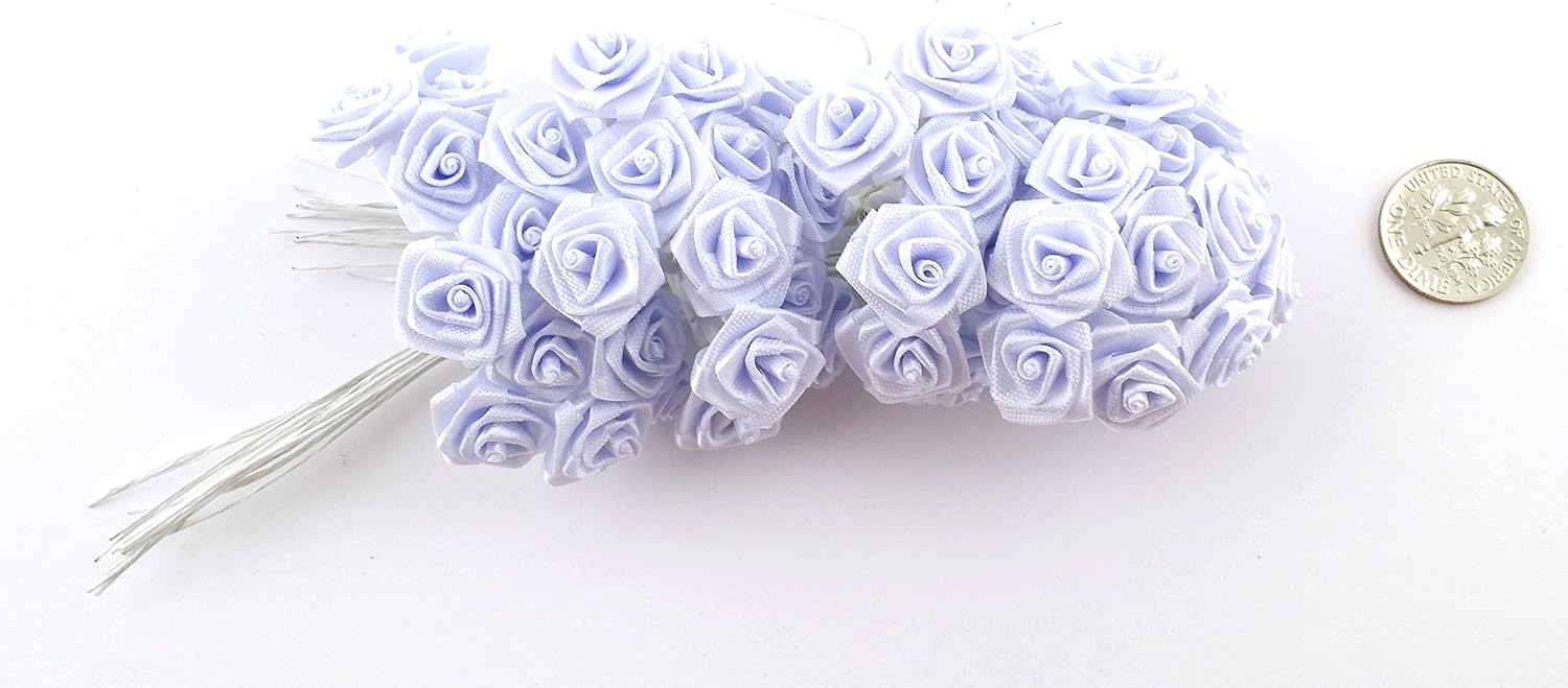 Party Favors Plus Light Blue Silk Mini Wrap Rose Wedding Flower Pick 144 Count
