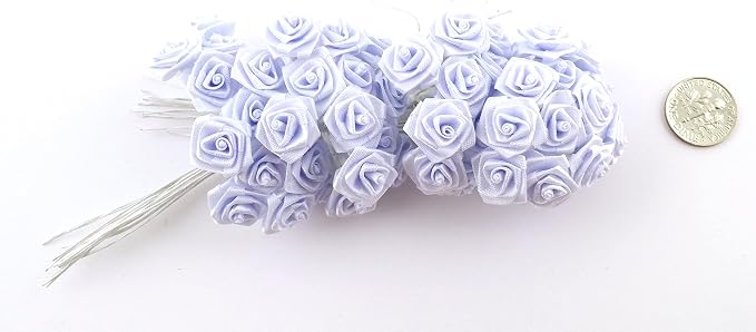 Party Favors Plus Light Blue Silk Mini Wrap Rose Wedding Flower Pick 144 Count