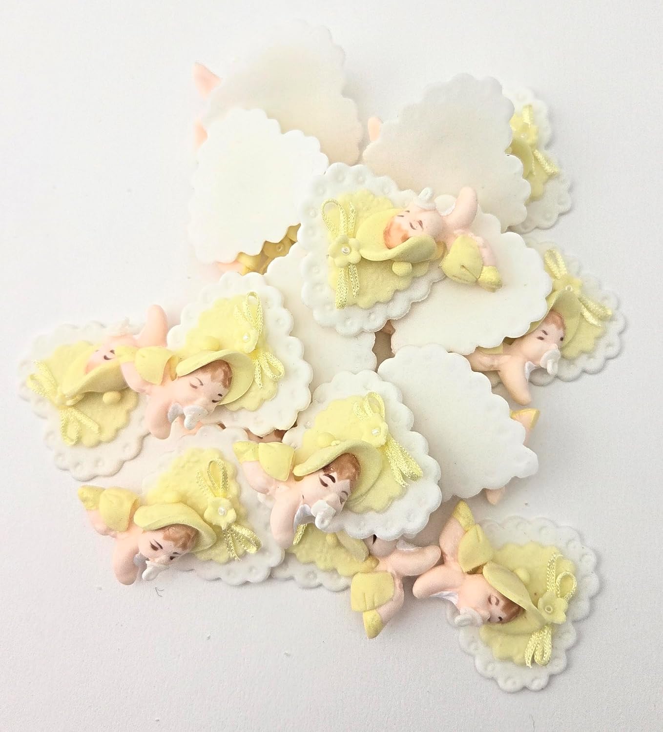 Party Favors Plus Cold Porcelain Crawling Baby Capia Figurines Yellow 9 Count