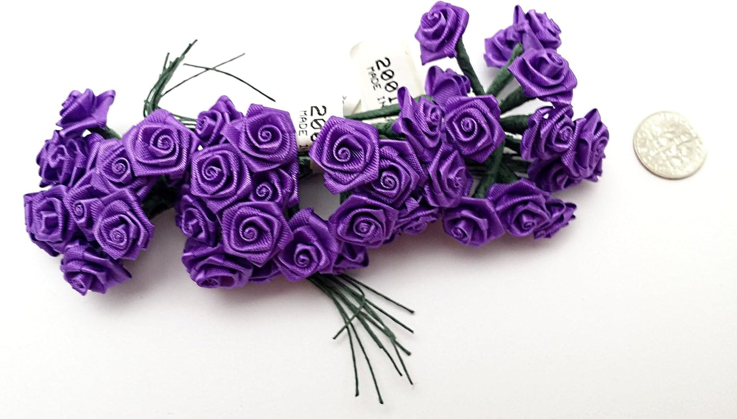 Party Favors Plus Purple Mini Wrap Rose Wedding Flower Pick 144 Count