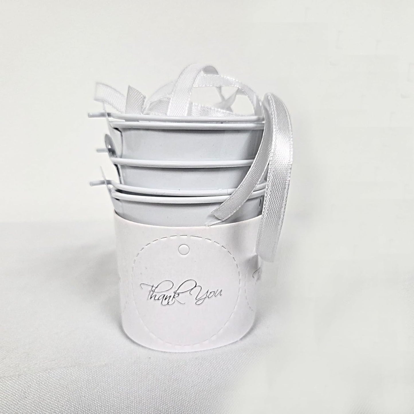 Party Favors Plus Light Gray Mini Metal Tin Pails with Handles 2 Inch 9 Piece