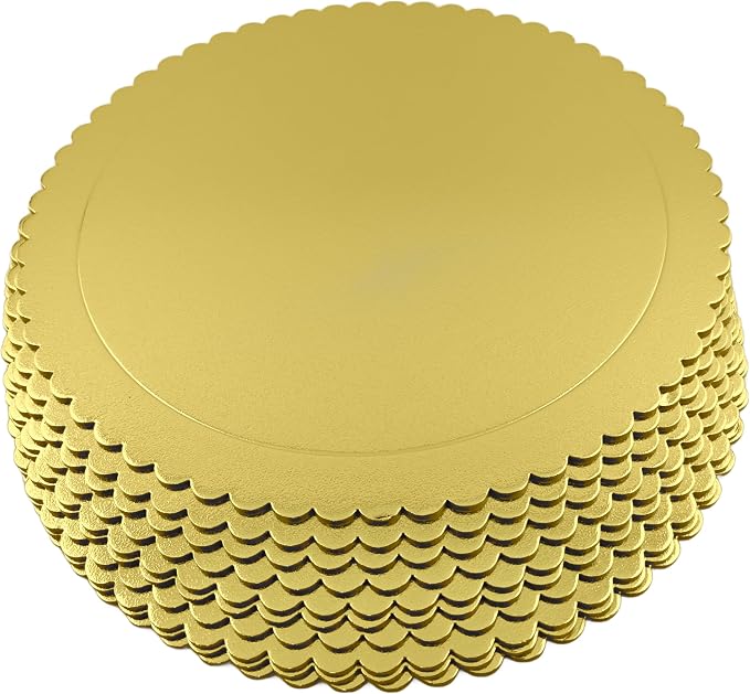 Party Favors Plus Round Cake Board Silver Scalloped Edge Cardboard 14 Inch Pack of 5