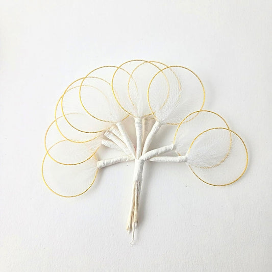 Party Favors Plus White Nylon Leaves Gold Trim Almond Flowers 100 Count