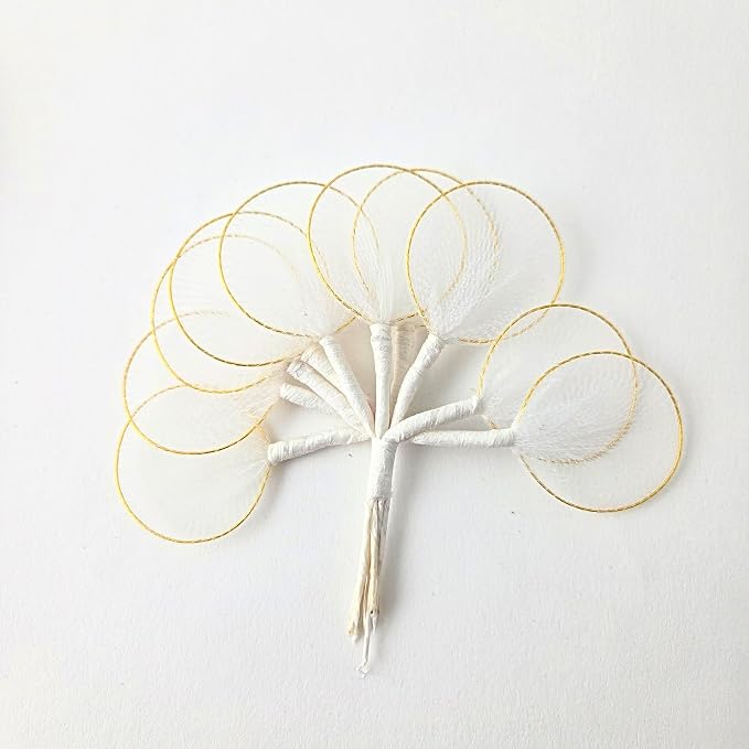 Party Favors Plus White Nylon Leaves Gold Trim Almond Flowers 100 Count