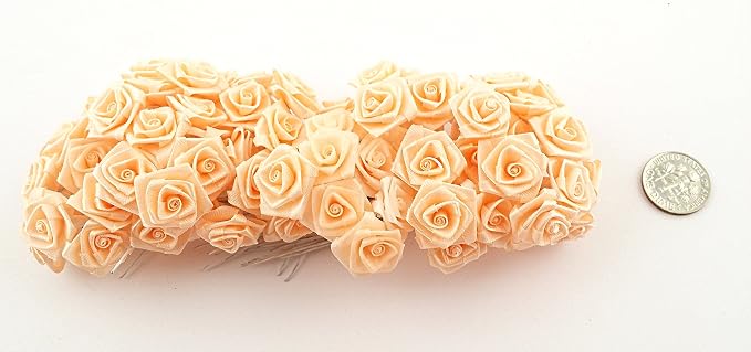 Party Favors Plus Peach Mini Wrap Rose Wedding Flower Pick 144 Count