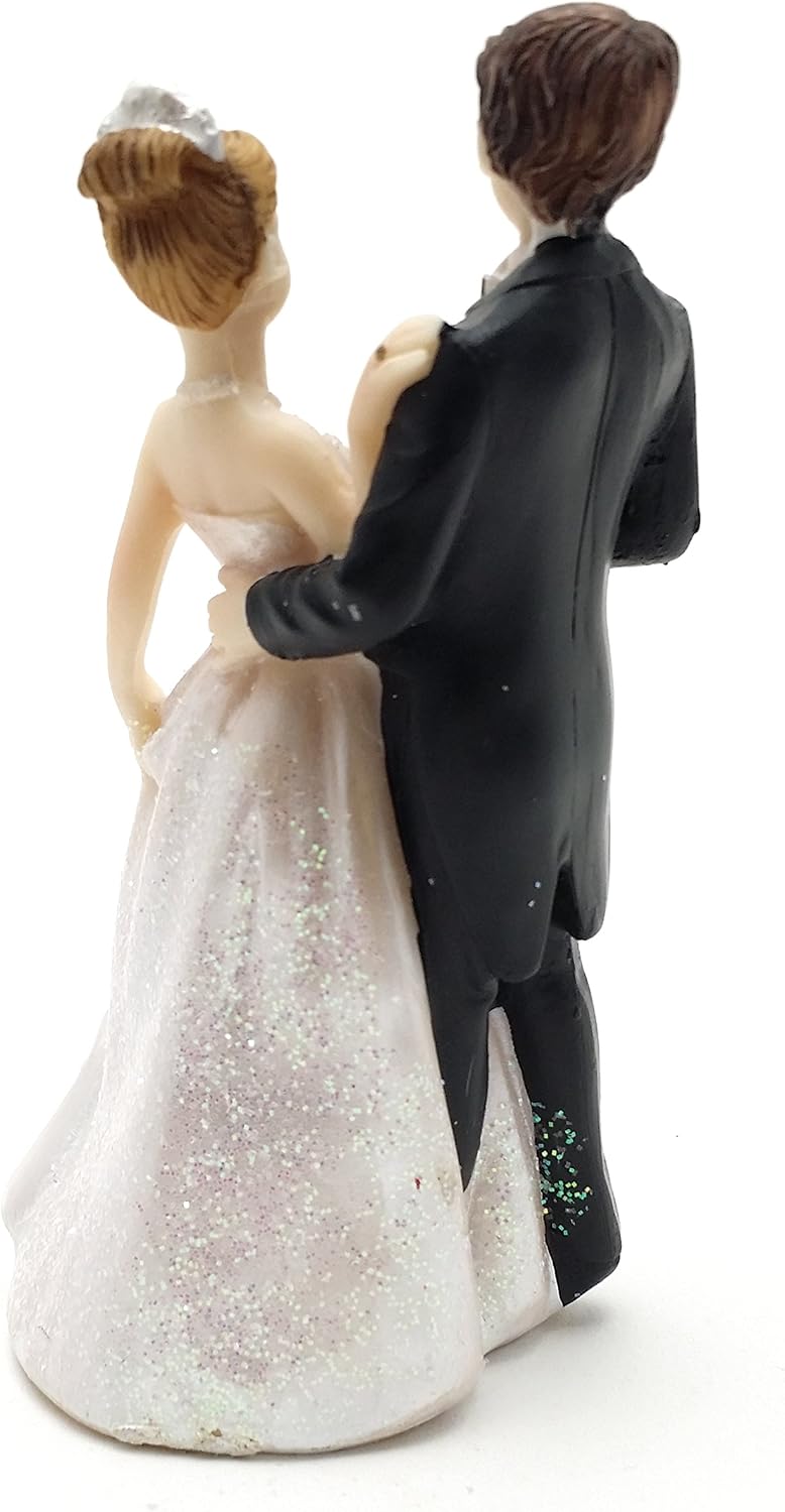 Party Favors Plus Bride Tiara Groom Black Tie Cake Top 4.75 Inch