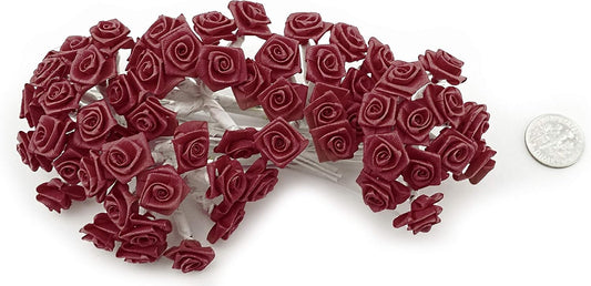 Party Favors Plus Burgundy Mini Wrap Rose Wedding Flower Pick 144 Count