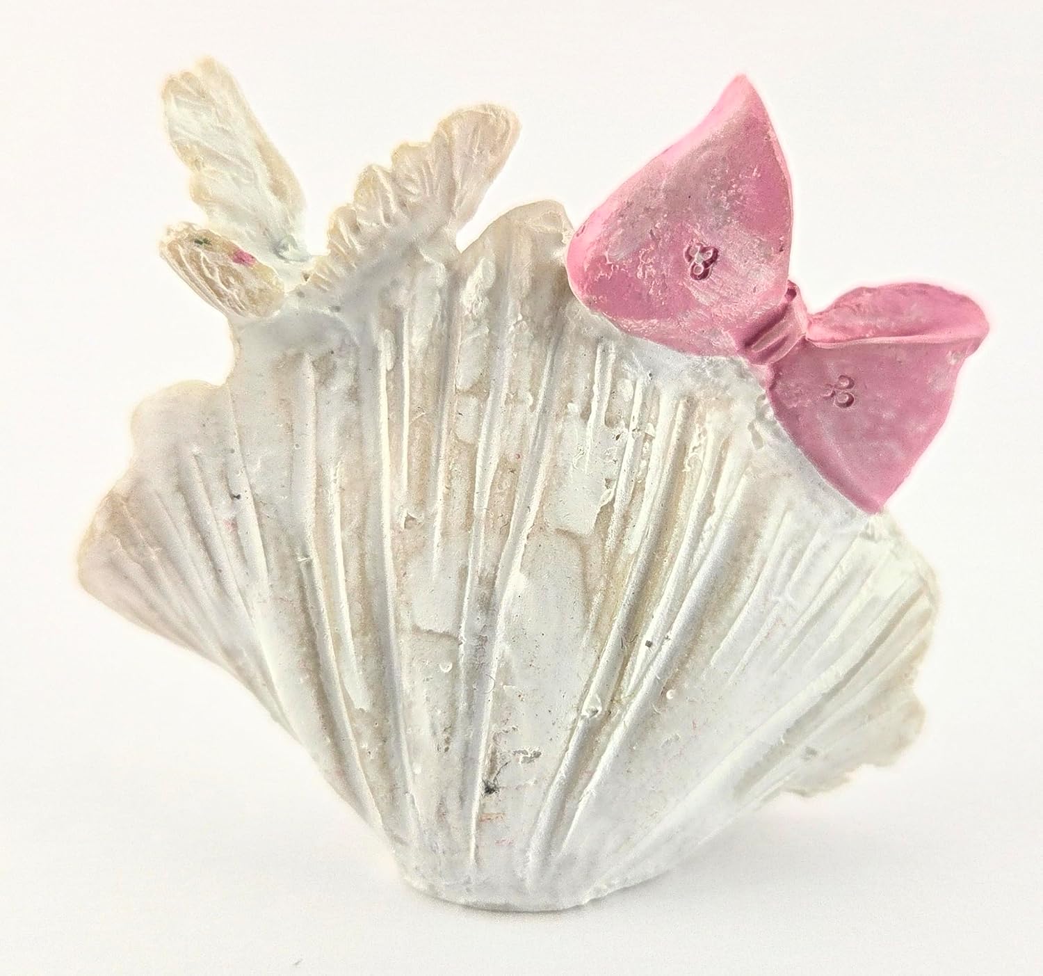 Party Favors Plus Baby in Clam Shell Figurine Pink White Polyresin 2.5 Inch