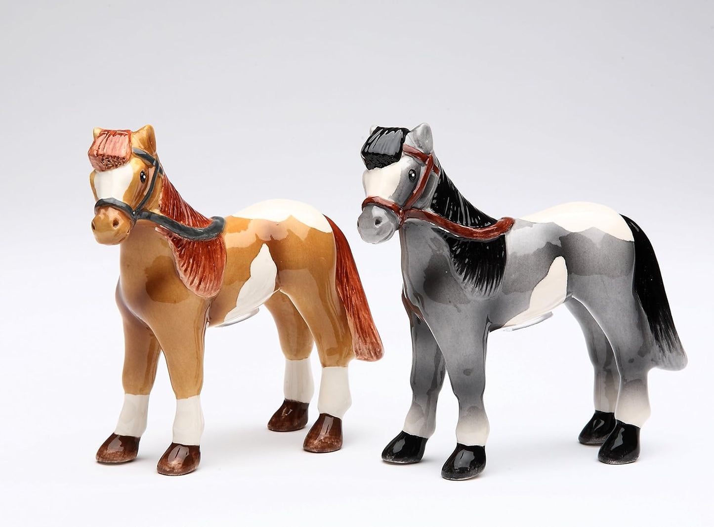 Cosmos Gifts Fine Ceramic Western Country Horses Salt and Pepper Shakers Set 3-7/8" H
