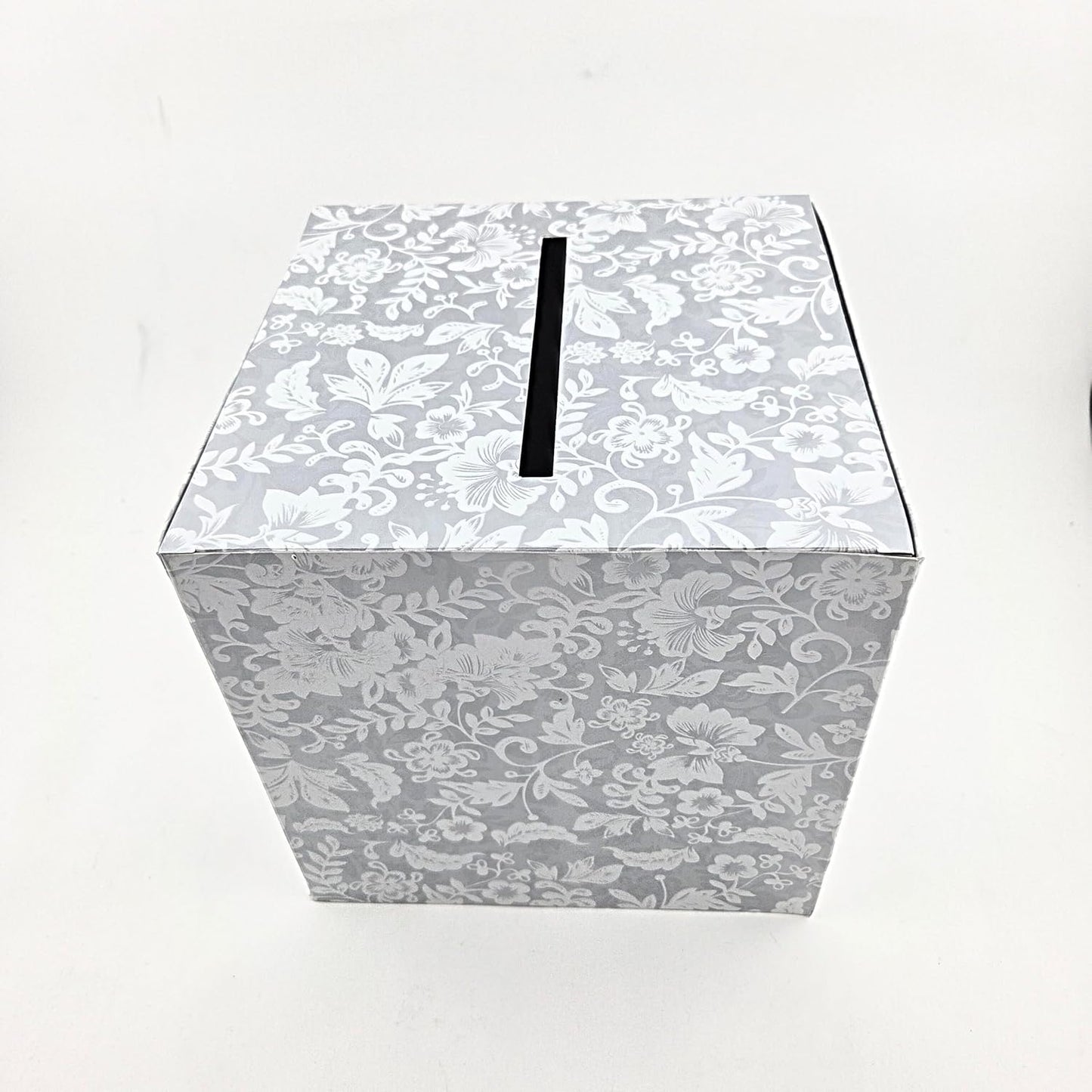 Party Favors Plus White Floral Wedding Card Box 8.5 Inches