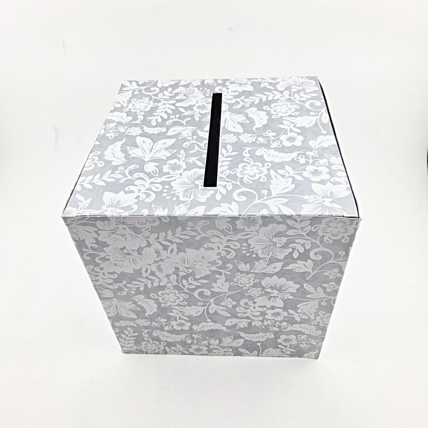 Party Favors Plus White Floral Wedding Card Box 8.5 Inches