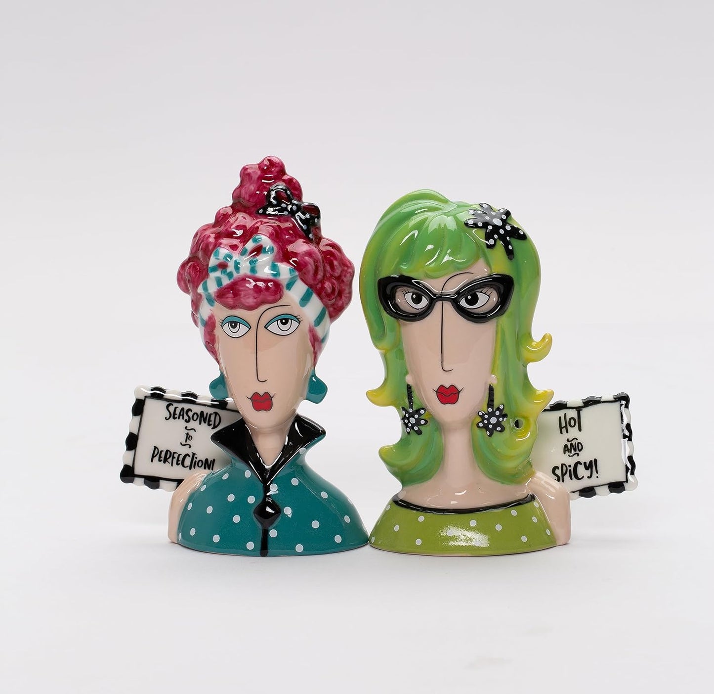 Cosmos Gifts Fine Porcelain Dollymama's Lady Perfection-Spicy Salt & Pepper Shaker Set 4-7/8" H