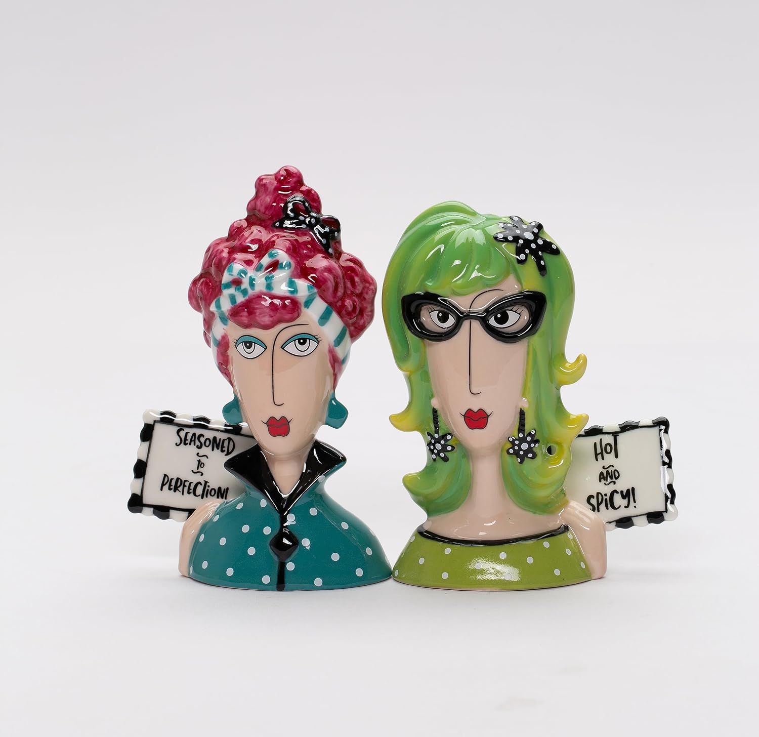 Cosmos Gifts Fine Porcelain Dollymama's Lady Perfection-Spicy Salt & Pepper Shaker Set 4-7/8" H