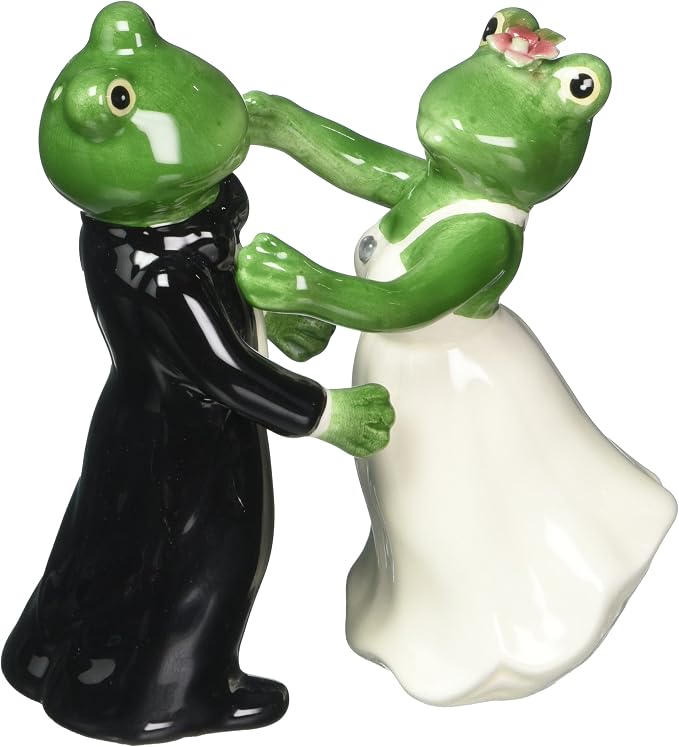 Appletree Design Frog Wedding Couple Salt and Pepper Shakers Set 4-1/8" L Multicolor