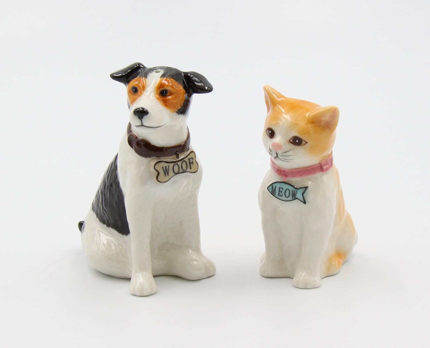 Cosmos Gifts Fine Porcelain Dog and Cat Salt and Pepper Shakers Set 3-3/8" H