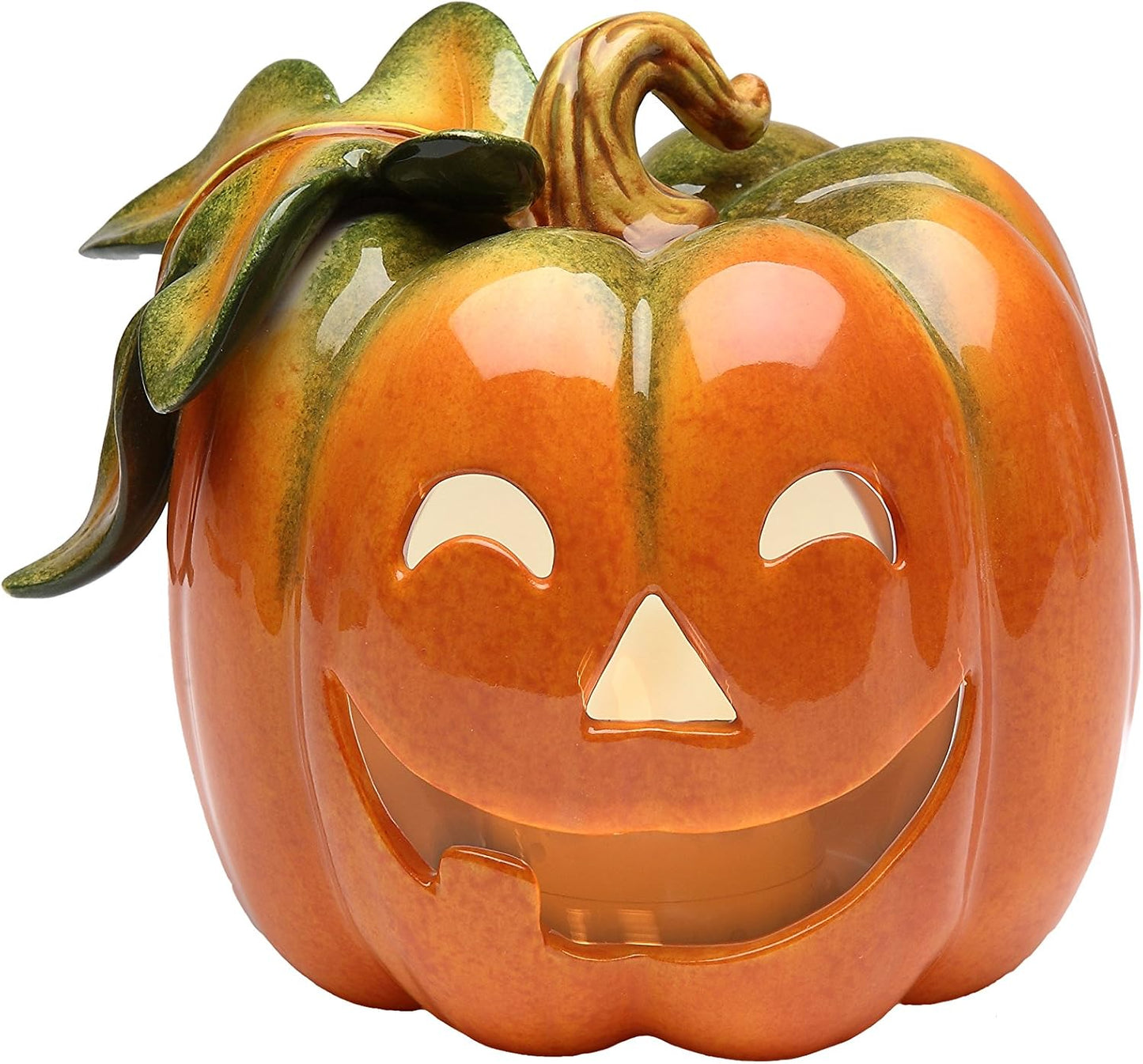Cosmos Fine Porcelain Pumpkin Tea Light Holder 4-3/8" H Orange
