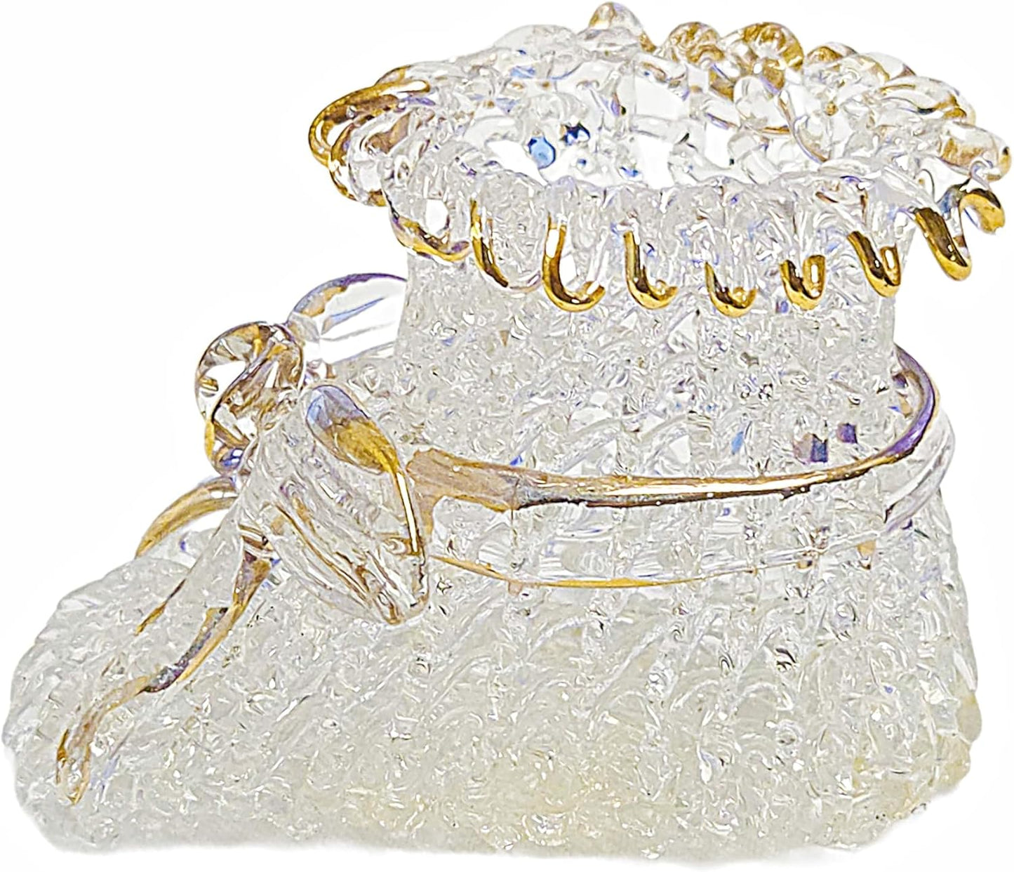 Party Favors Plus Resin Crystal Baby Bootie Ornament Clear Gold 2 Inch