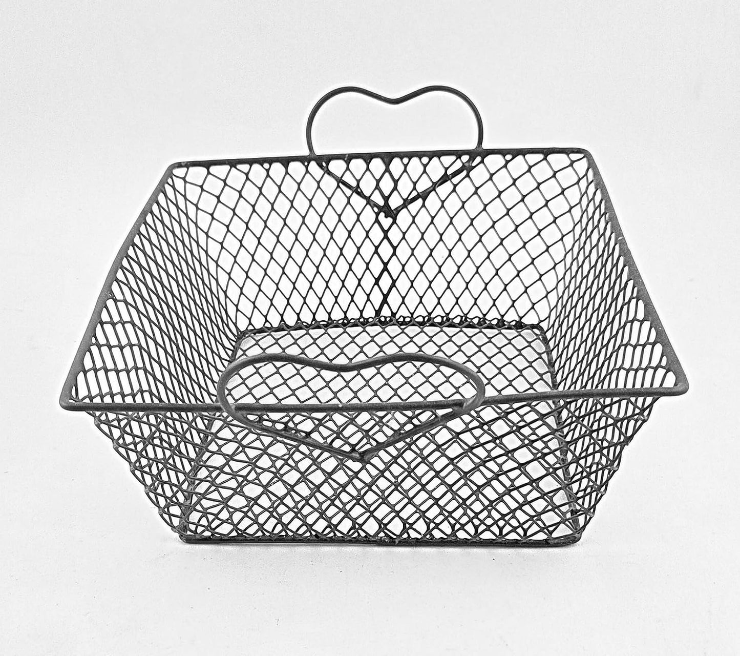 Party Favors Plus Wire Baskets Heart Shape Handles Metal White Black 8 Inch 4 Count