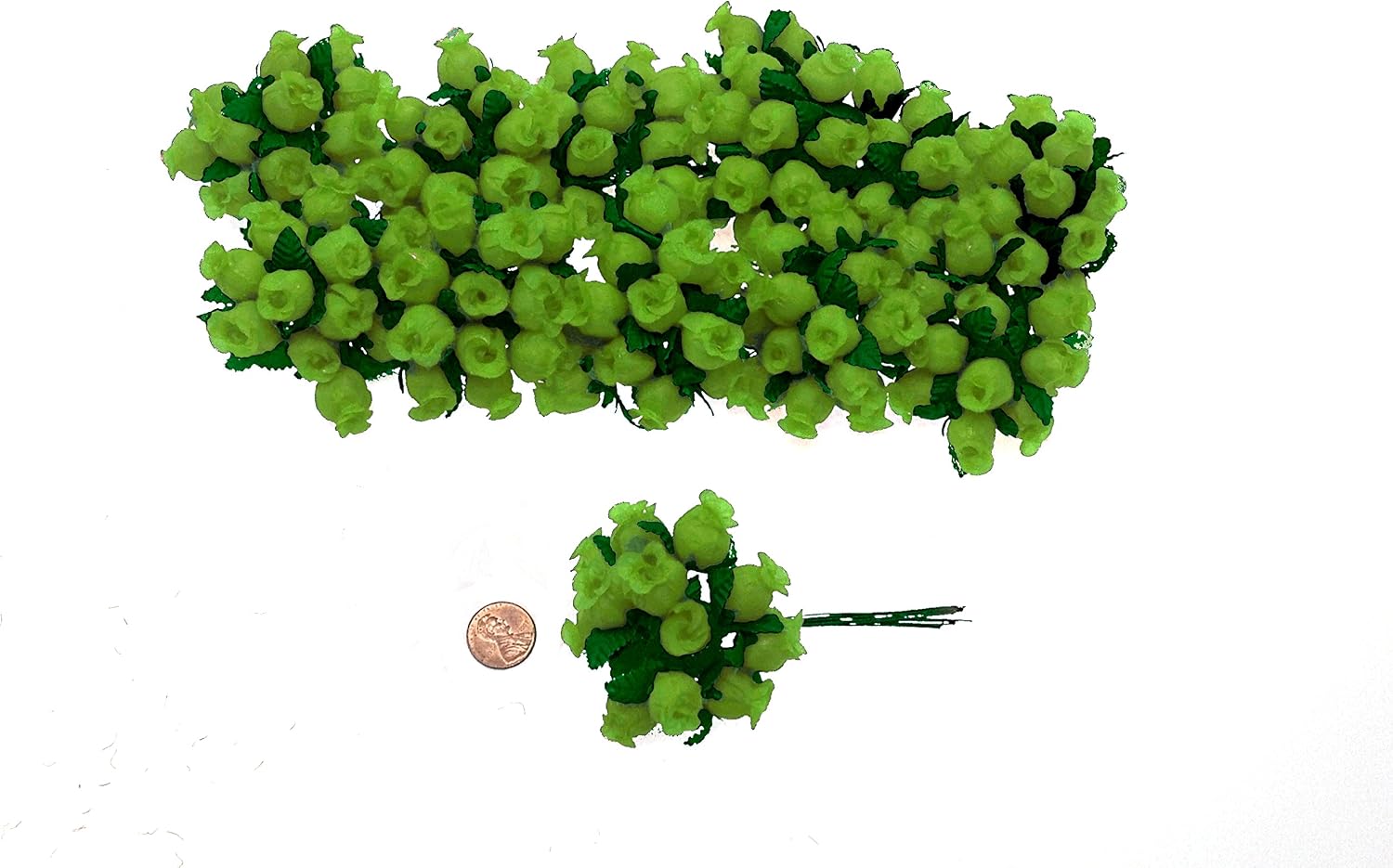 144 Miniature Poly Rose Silk Favor Flower Pick Wedding Shower - Apple Green