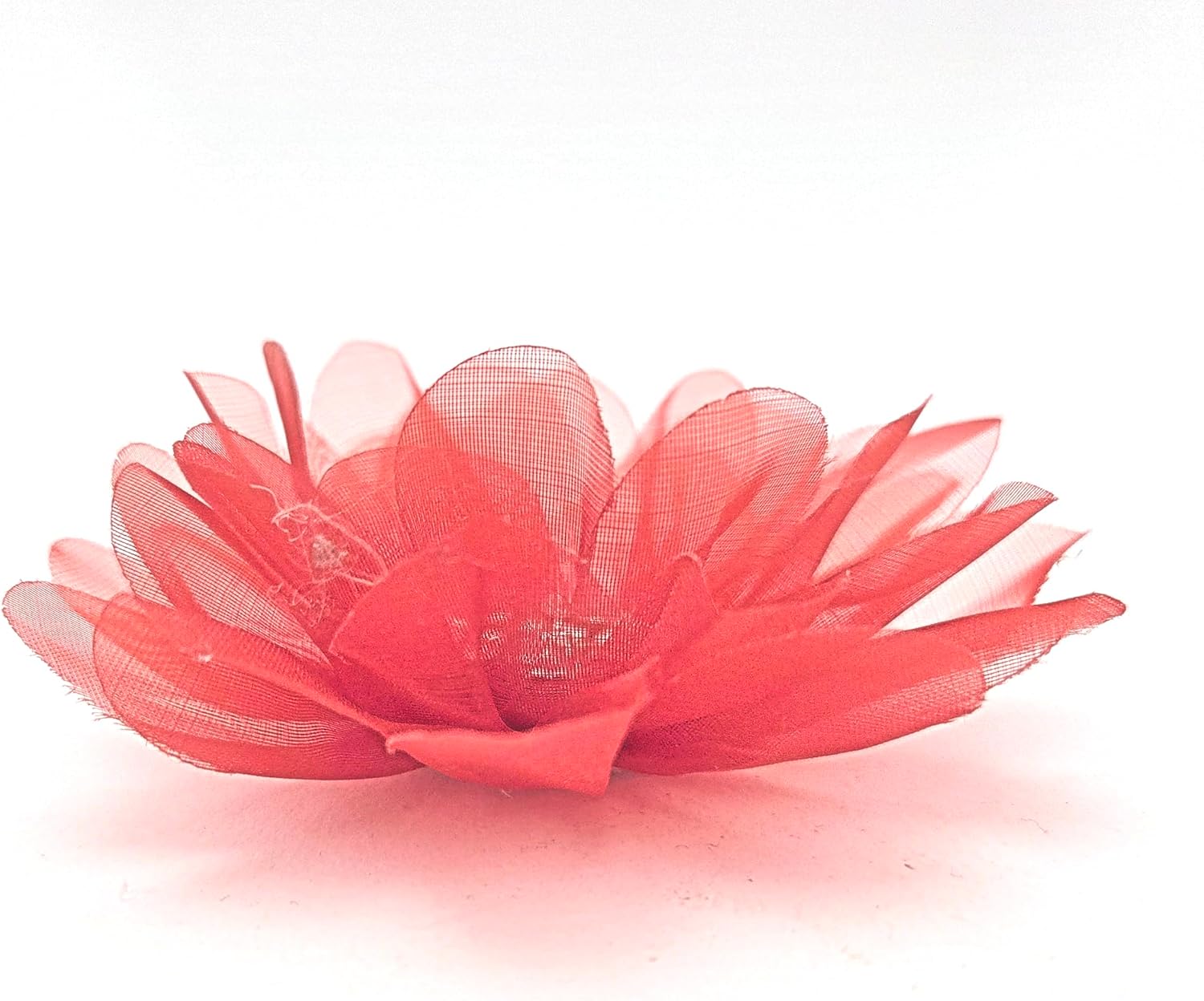 Party Favors Plus Red Organza Flower Corsage with Rhinestone Center 4 Inch Set of 4