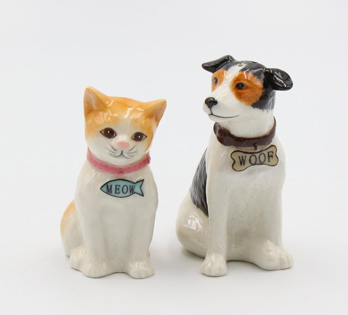 Cosmos Gifts Fine Porcelain Dog and Cat Salt and Pepper Shakers Set 3-3/8" H