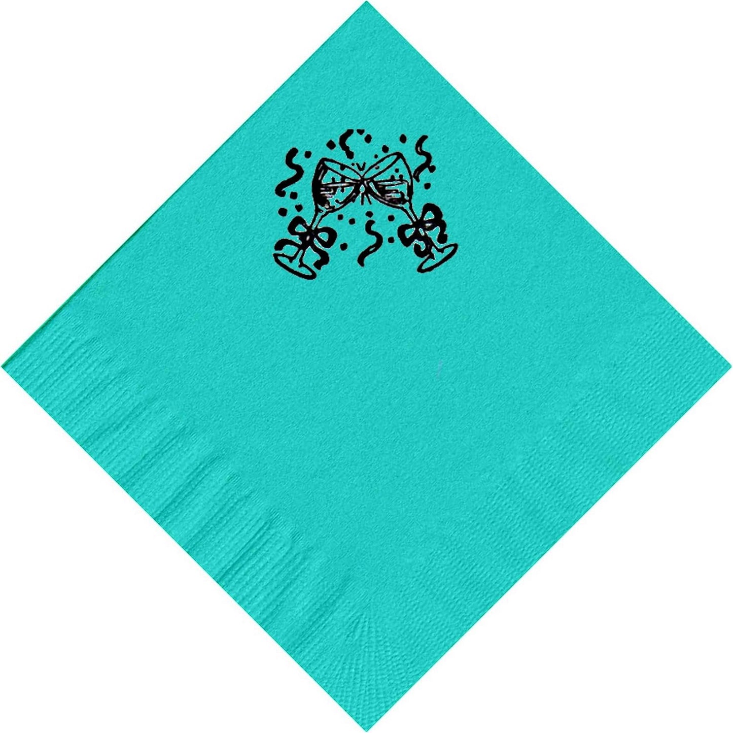 Party Favors Plus 2-Ply Cocktail Napkins 100 Count 5" x 5" with Champagne Glasses Logo