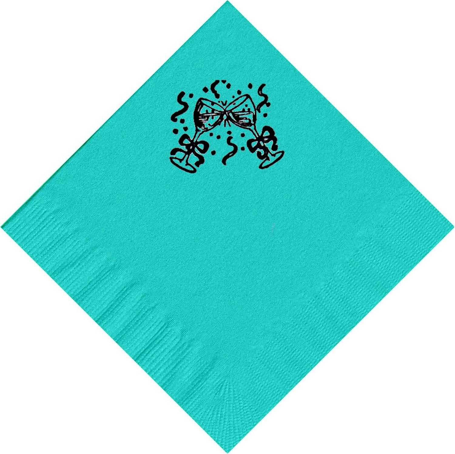 Party Favors Plus 2-Ply Cocktail Napkins 100 Count 5" x 5" with Champagne Glasses Logo