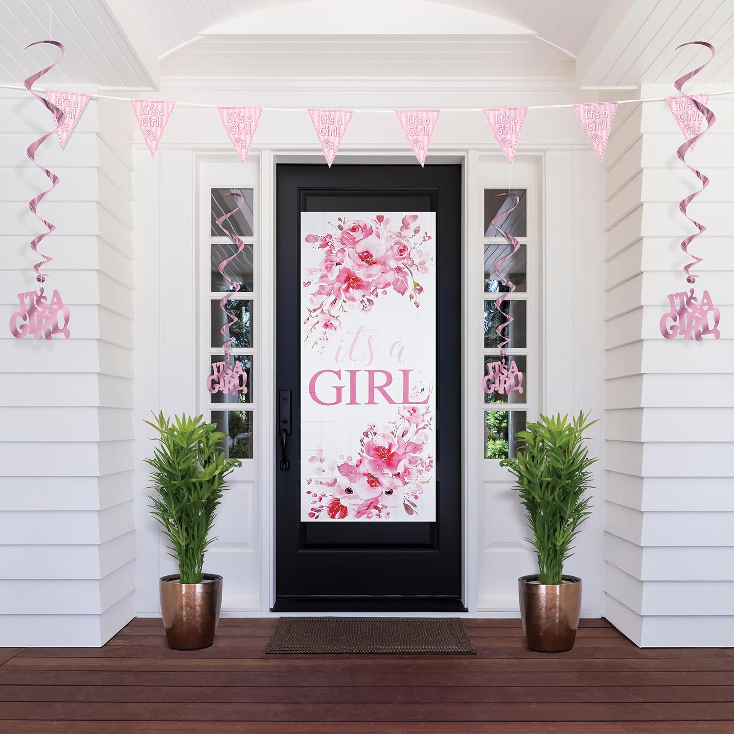 Beistle It's A Girl Whirls Pink Metallic Hanging Decorations 3 Ft 5 Pack