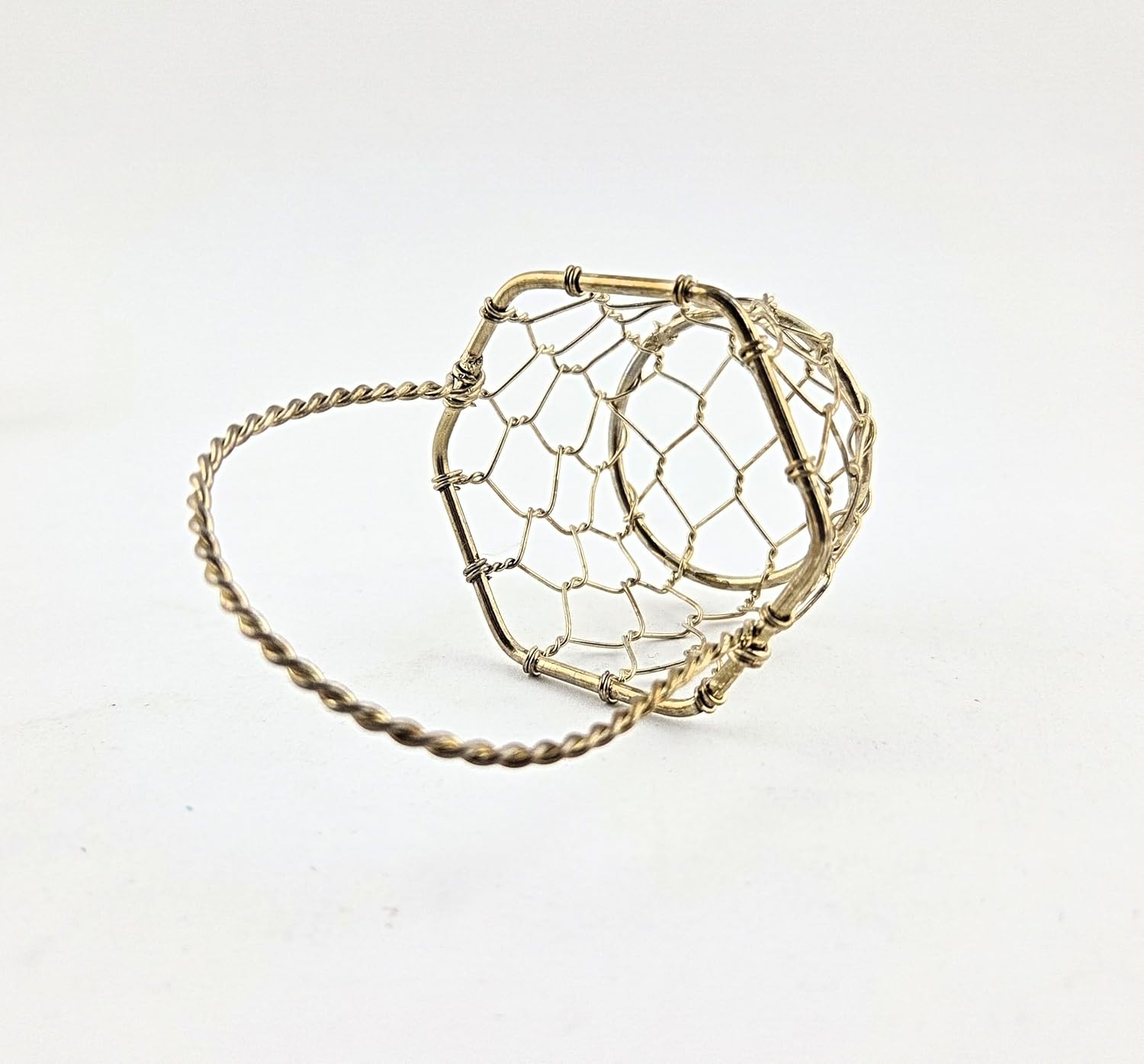 Party Favors Plus Gold Tone Miniature Hexagon Wire Basket with Twisted Handle 3.25 Inch 3 Piece Set