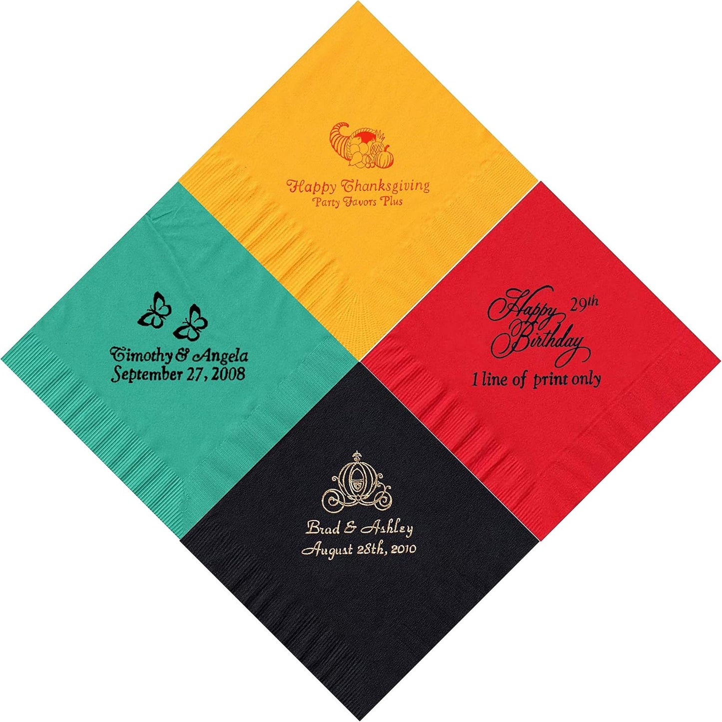 Party Favors Plus 100 2-Ply Cocktail Personalized Napkins with Umbrella Logo 5" x 5"
